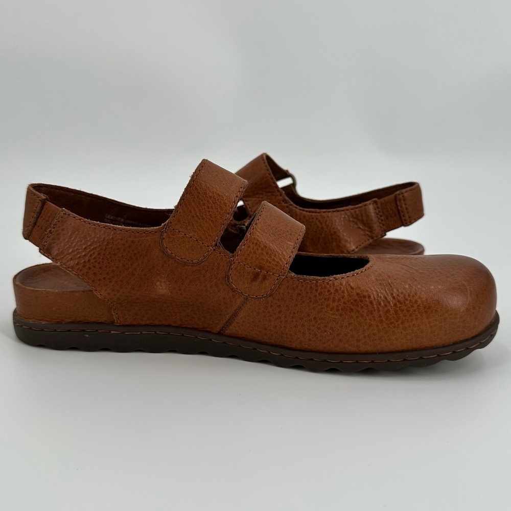 BORN Handcrafted Leather Brown Comfort Double Strap Loafers Mules Size 9M - Picture 5 of 16